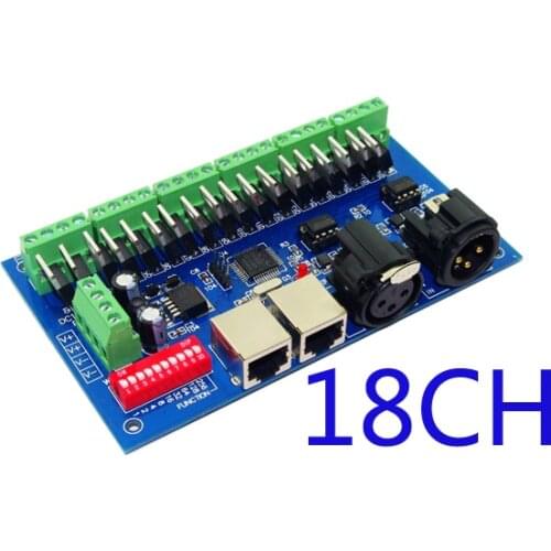 Free Shipping 18 CH Easy dmx dimmer Controller,18 channel dmx 512decoder ,have(XLR&RJ45) LED DMX512 decoder