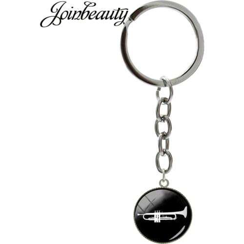 JOINBEAUTY Trumpet Keychain Trendy Musical Instrument Tromba Cornetto Vintage Key Chains Ring Music Horn Jewelry Gift B1357