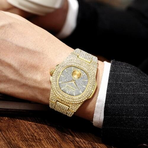 New Creative Bling Iced Out Watch Men Crystal Diamond Watches Top Brand Luxury Steel Clock Reloj Hombre Relogio Masculino Montre