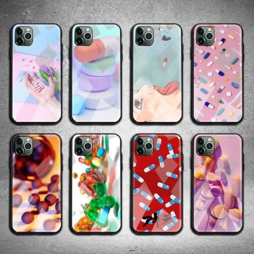Cartoon Drug Art Phone Case Tempered Glass For iPhone 11 Pro XR XS MAX 8 X 7 6S 6 Plus SE 2020 case