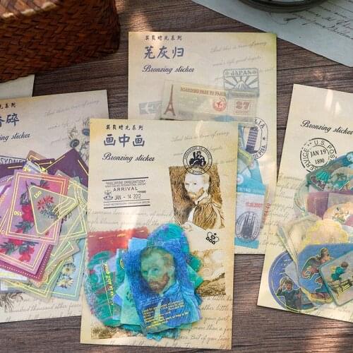 Time passes by Decorative Stickers Scrapbooking Stick Label Diary Album stationery Vintage stamp Van Gogh Sticker