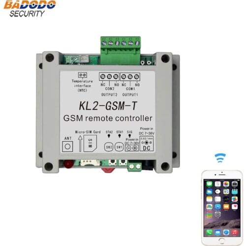 GSM remote relay controller switch access controller KL2-GSM-T with 2 relay output one NTC temperature sensor