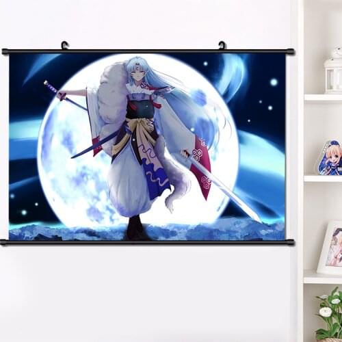 Anime Inuyasha Sesshoumaru Higurashi Kagome Kikyou Cosplay Wall Scroll Mural Poster Wall Hanging Poster Home Decor 40×60cm