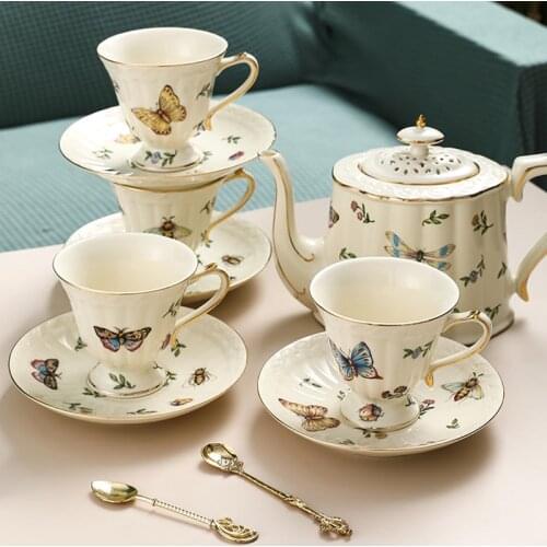 Ceramic European-style Small Luxury Home Tea Set High-end Phnom Penh Cup British Afternoon Tea Cup Flower Tea Cup Tea Pot