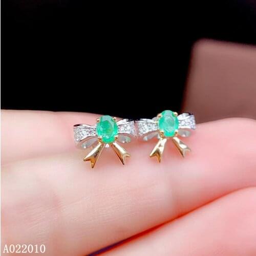 KJJEAXCMY Fine Jewelry 925 sterling silver inlaid natural Emerald female new earrings Ear studs exquisite support test with box
