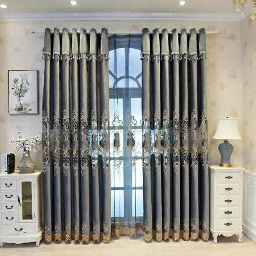Classic luxury custom velvet high quality embroidered living room bedroom curtains for bedroom hotel apartment kitchen curtains
