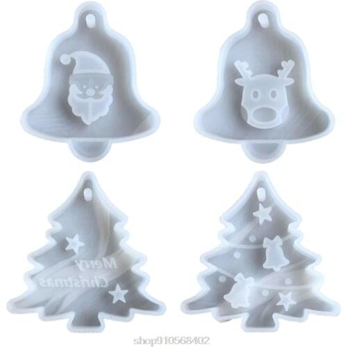 Christmas Tree Bell Elk Pendant Casting Silicone Mould Crystal Mold DIY Crafts Aromatherapy Wax Aroma Gypsum O30 20 Droshipping