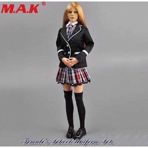 1:6 scale females girl school uniform set black clothes model fit for 12" female woman action figures toys accessories