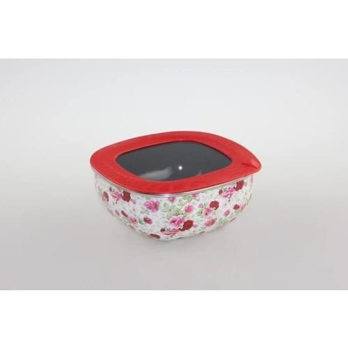 Ancel Enamel Round Square Storage Container 19*19*9 cm