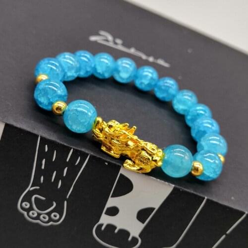 Chinese Mythical Animals PI XIU Glaze Beaded Chain Bracelet Fortune Talisman Jewelry Refinement Bracelet Men Women Accessories