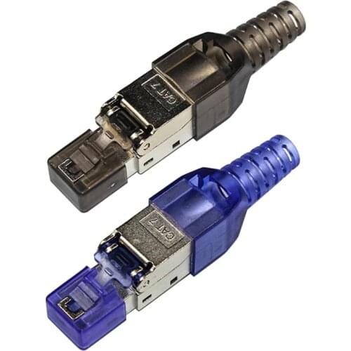 Tool-Free Shielded Crystal Head RJ45 Cat 7 Termination Plug Cat7 Connector Modular 30u
