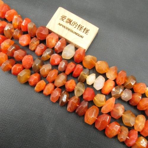 APDGG Natural Faceted Carnelian Red Agate Nugget Gemstone Loose Beads 15.5" Strand Jewelry Making DIY