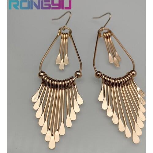Temperament New Style Pendant Long Tassel Earrings Korean Simple Multi Hyperbole Layer Stack Exquisite Small Ear Hook Jewelry