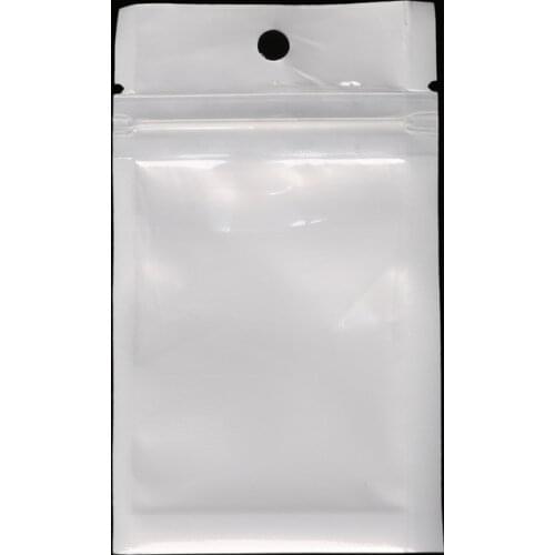 New 6x10cm White / Clear Self Seal Zipper Plastic Retail Packaging Packing Poly Bag, Ziplock Zip Lock Bag Package W/ Hang Hole
