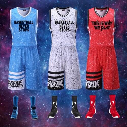New camouflage galaxy basketball uniform suit mens basketball game training suit fitness running sportswear