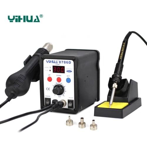 YIHUA 8786d soldering station 2 in 1 smd Hot Air Gun Soldering Station With Soldering Iron Digital 110V 220V bga Rework Stations