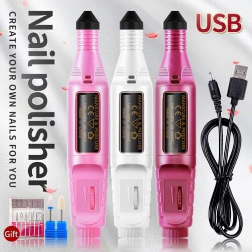 Portable Nail Drill Machine Milling Drill Bit Cutters Kit 15000RPM Cheap Wholesale Mini Nail Drill Electric Machine USB Cable