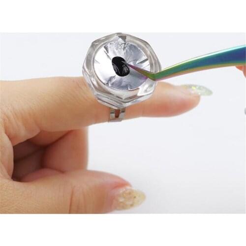10pcs/lot Adjustable Glue Ring Crystal Finger Ring Adhesive Eyelash Extension Pallet Holder Makeup Tool