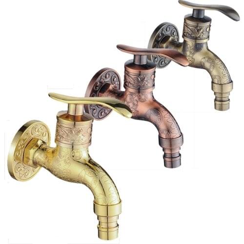 Carved Wall Bottle Tap Bibcock Zinc Alloy Retro Tap Decorative Outdoor Garden Faucet Washing Machine Mop Tap Torneira De Parede