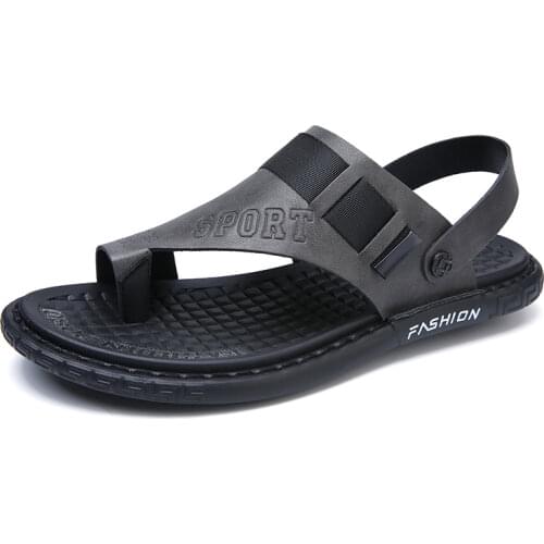 Summer Mens Leather Sandals Breathable Cool Beach Slippers Fashion Trendy Casual Minimalist Flat Shoes for Men Black Sandals