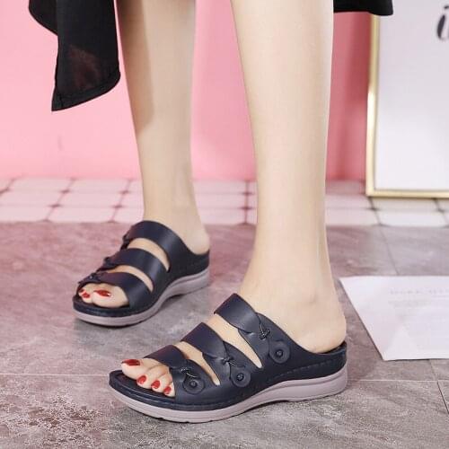 ZZPOHE Summer new women slippers fashion ladies slippers soft and comfortable casual large size shoes woman slope with slippers