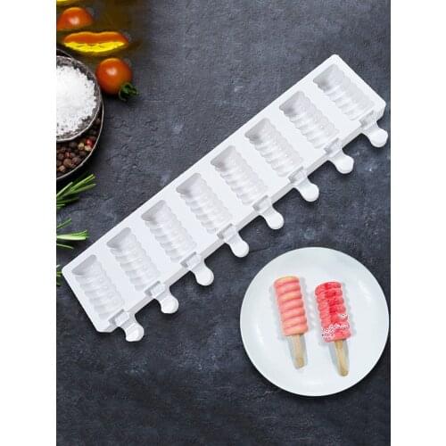 Silicone Ice Cream Mold DIY Homemade Popsicle Mould Freezer Juice 8 Cell Big Size Ice Cube Tray Popsicle Barrel Maker Molds Tool