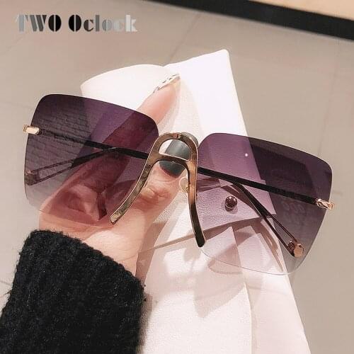 Oversized Square Sunglasses Women 2021 Luxury Brand Designer Gradient Lenses Rimless Shades For Women Sun Glases zonnebril dames