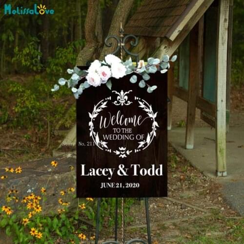 Wedding Board Sign Decals Welcome Chalkboard Wood Custom and Date Stickers Removable Celebration Murals YT5860