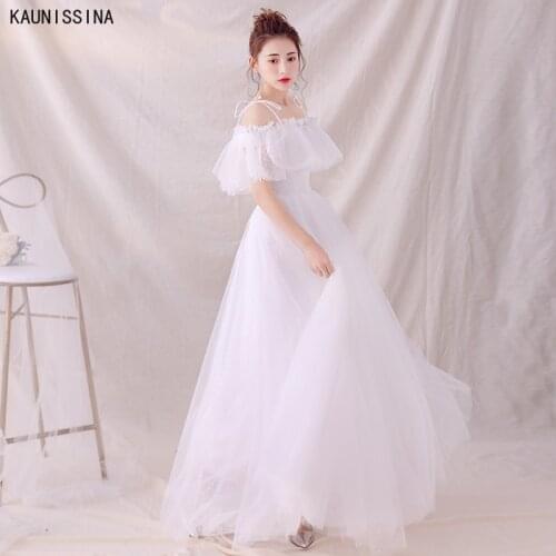 KAUNISSINA Bohemian Wedding Dresses Simple Tulle Bridal Gowns Customize Plus Size White A-Line Wedding Dress Robe De Mariee