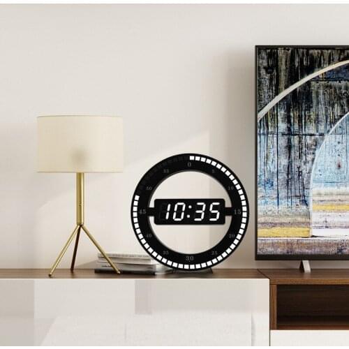 LED Digital Wall Clock Modern Design Dual-Use Dimming Digital Circular Photoreceptive Clocks for Home Decoration Digital Clock