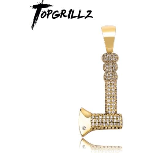 TOPGRILLZ 2021 New Hammer Pendant Necklace High Quality Bling Cubic Zirconia Pendant Hip Hop Fashion Jewelry For Party Gift