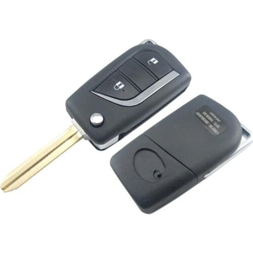 KEYECU High Quality Replacement Modified Folding Flip Remote Key Shell Case Fob 2 Button for Toyota Uncut TOY43 Blade
