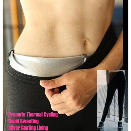 Women Rapid Sweating Shapers Weight Loss Long Pants Slim Fitness Leggings Tight YOGA Pants,Silver Coating Lining Burn Calories