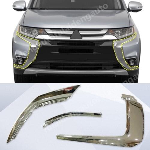 1PCS For For Mitsubishi Outlander 2016-2020 ABS Chrome Front Bumper Moulding Cover Trim Grille Cover replace Car Accessories