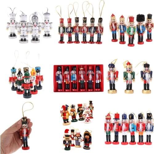 1pc New Year Decor Kids Doll Wooden Nutcracker Soldier Merry Christmas Decoration Pendants Ornaments for Xmas Tree Decor Random