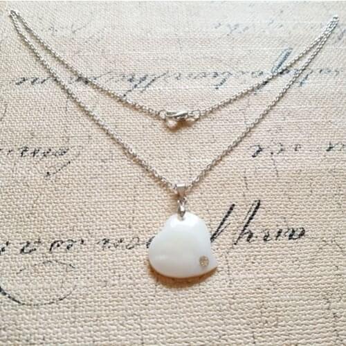 12Pcs/Lot (18MM Shell Pendant +40CM Chains) Natural Freshwater Shell Heart Jewelry Necklaces