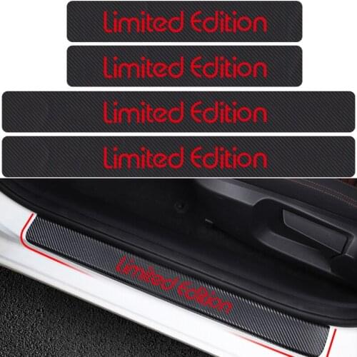 4Pcs Car Door Sill Decorative Scuff Plate Guards Carbon Fiber Door Threshold Sticker Limited Edition Badge Universal Car Decal