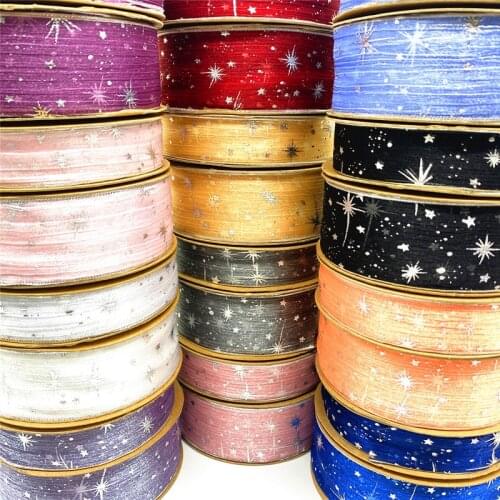 5Yards 25/40mm Starlight Dotted Tulle Glitter Ribbon Organza Mesh Fabric Belt DIY Craft Accessories Hair Clip Bow Cake Topper