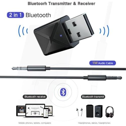 Bluetooth 5.0 2 in1 Audio Receiver Transmitter Wireless Adapter Mini 3.5mm Jack AUX Stereo Bluetooth Transmitter For PC TV Car