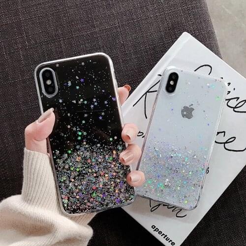 Flash star mobile phone case for redmi 9C 9a note9 Pro max redmi note8 pro, note10Lite Pro soft epoxy TPU transparent back cover
