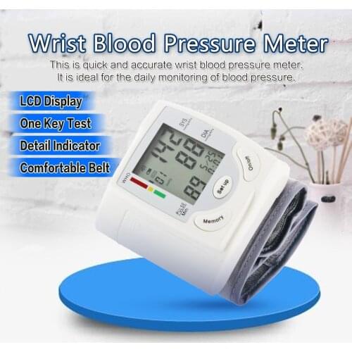 HOT Auto LCD Digital Upper Arm Blood Pressure Meter Wrist BP Home Heart Beat Pulse Monitor with Cuff Health Care Instrument