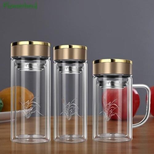 Double-layer Coffee Mug Glass with Lid Handle Tea Cup Mugs Coffee Cups Coffee Cup Drinkware Coffeeware Teaware