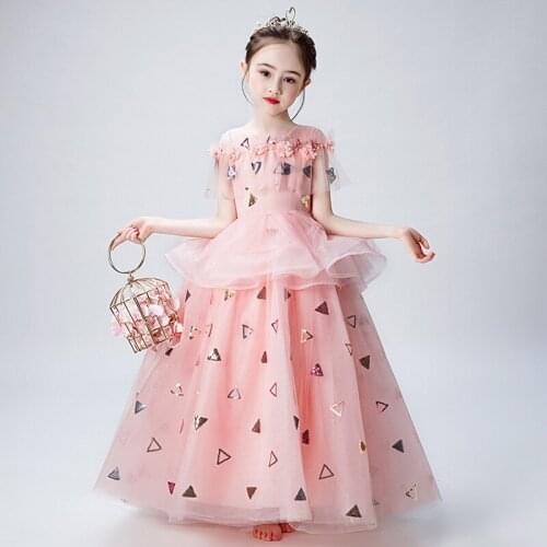 2019 Perfect Applique Beading Flower Childrens Elegant Dresses for Girls Dresses for the Communion Ceremony