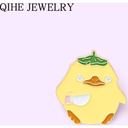 Cartoon Little Yellow Duck Enamel Pin Spirited Away Brooches Cute Animal Badge Lapel Pin Jewelry Gift for Fans Friends Wholesale