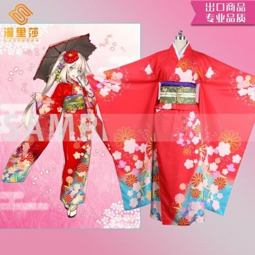 Fate Grand Order Marie Antoinette Kimono Dress Cosplay Costume for Women H