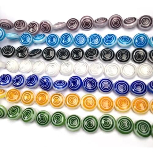 Good Quality Vortex Round Glass Beads Disk Shape Flower Lampwork Loose Beads For DIY Necklace Bracelet Making Jewelry Findings