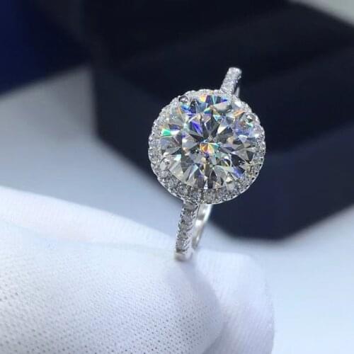 Passed Diamond Test Moissanite S925 Silver Gold Plated Ring D Color Round Shape Moissanite Ring Women Engagement Luxury Jewelry