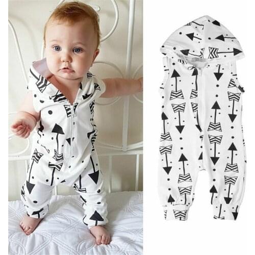 Summer Cute Newborn Infant Baby Cotton Romper Sleeveless Hooded Jumpsuit Playsuit Toddler Boys Girls Clothes Outfits One Piece