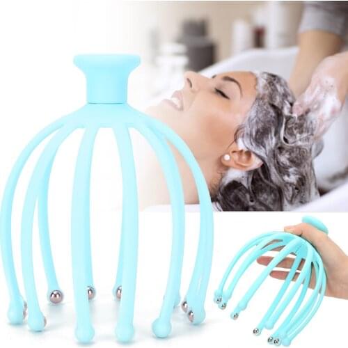 Claw Head Massager Stress Relief Hair Therapy Rolling Ball Scalp Massage Machine(Blue )