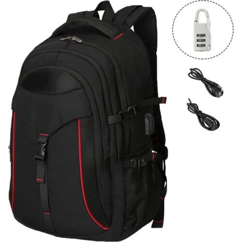 XQXA Men Business Bag 16" 17" Inches Laptop Backpack Large Capacity 30L Travel School Rucksack With Anti-theft Lock USB Charging